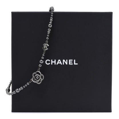Chanel Ruthenium Beaded Crystal Camellia CC Necklace 7 of 7