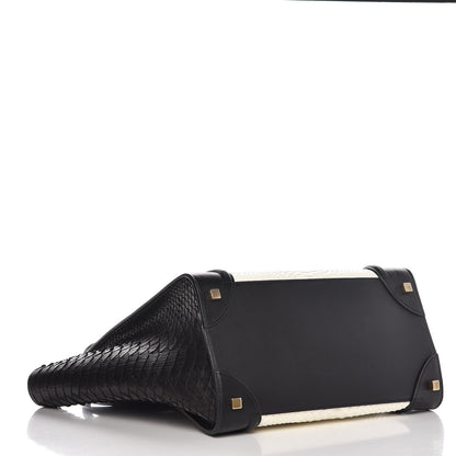 Celine Python Smooth Calfskin Mini Luggage Black White 4 of 10