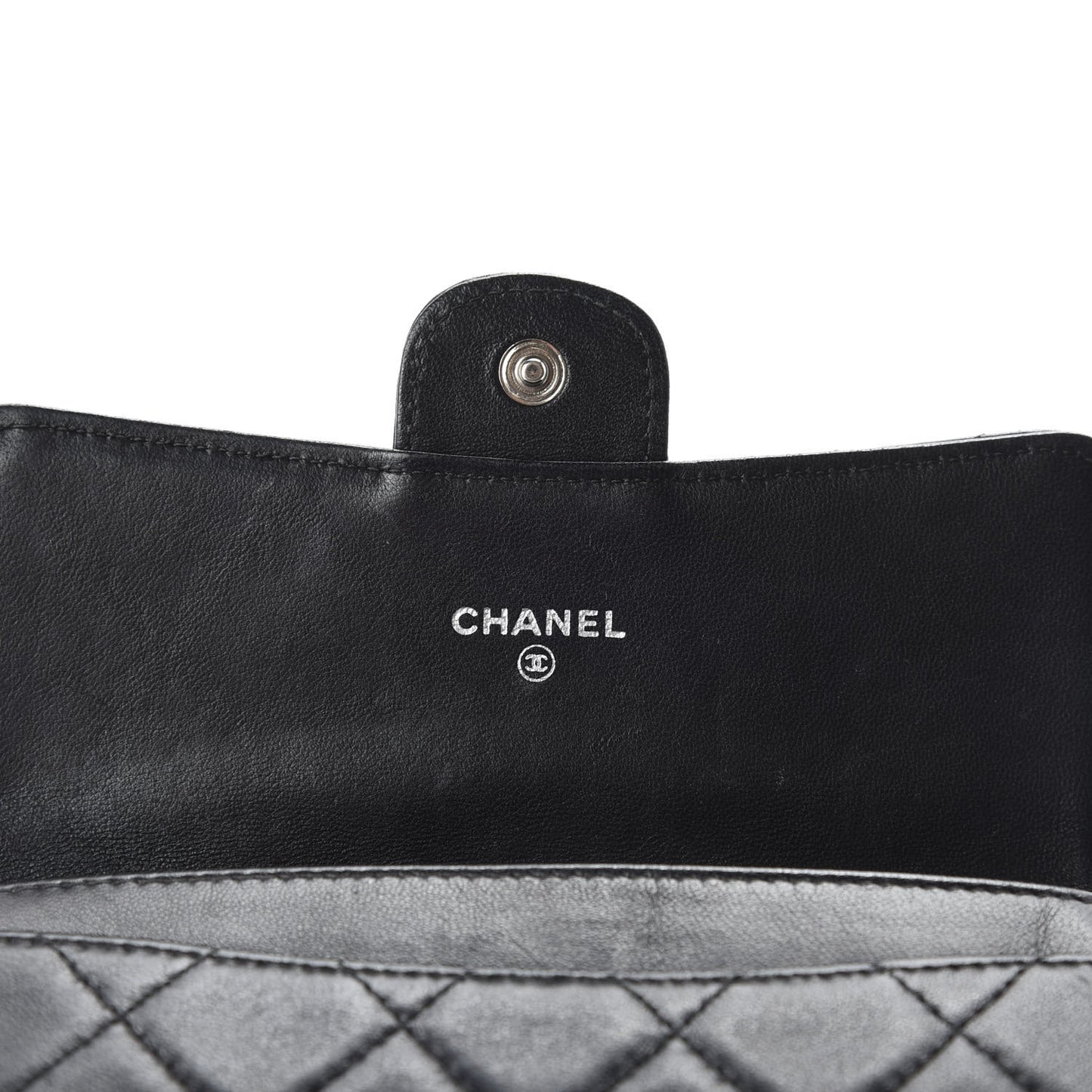 Lambskin Quilted Small Flap Wallet Black