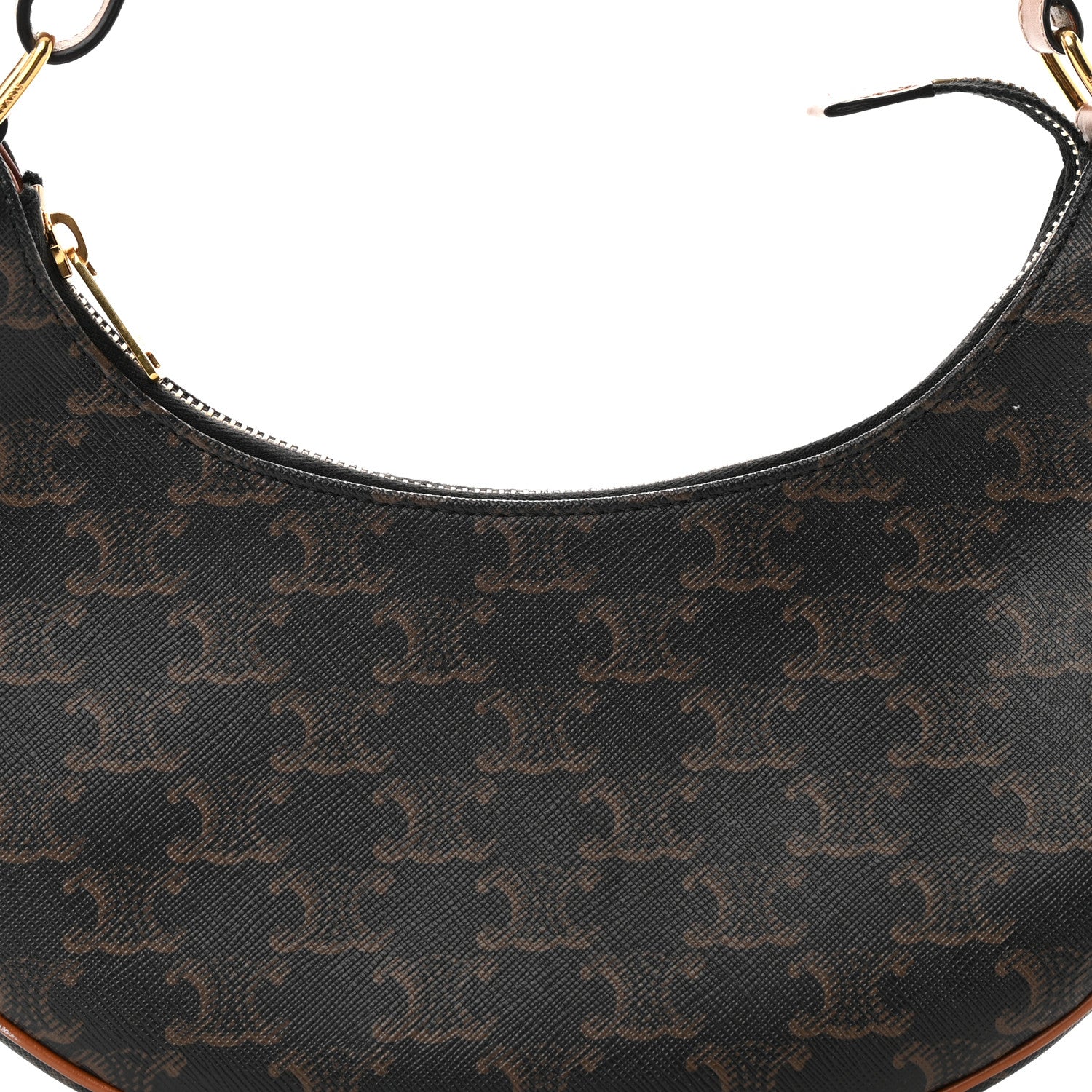 Celine Triomphe Canvas Calfskin Ava Shoulder Bag Tan 9 of 18