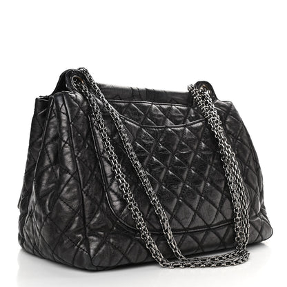 Chanel Metallic Aged Calfskin Quilted Reissue 2.55 Accordion Flap Black 2 of 9