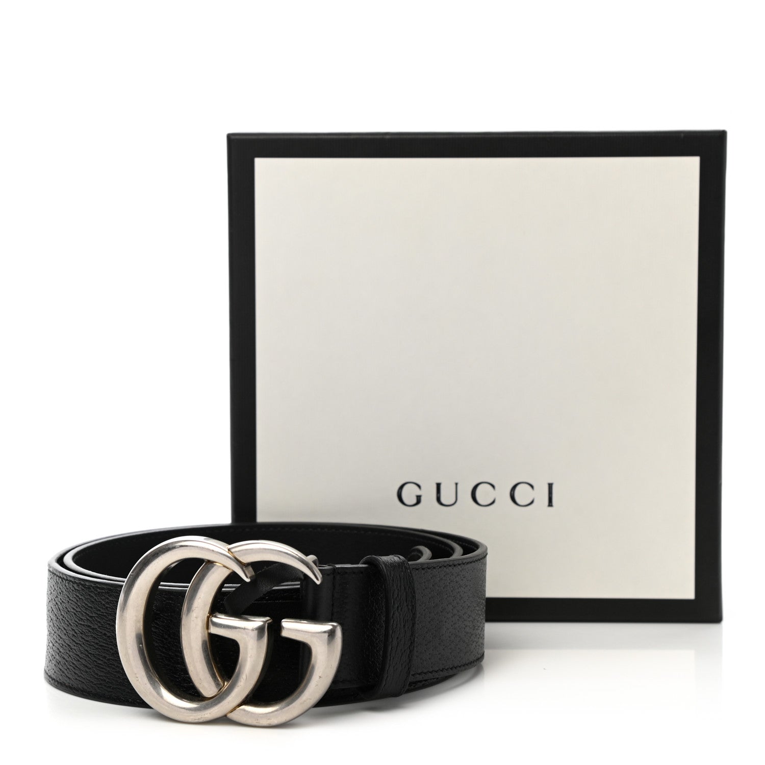 Gucci Textured Dollar Calfskin Nickel Double G 40mm Belt 90 36 Black 7 of 7