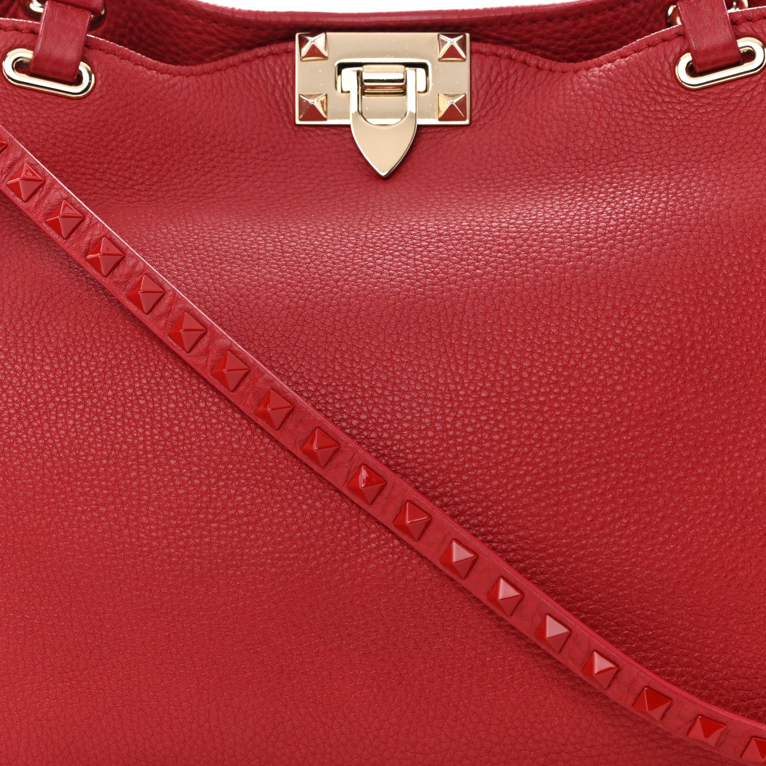 Valentino Garavani Vitello Monochrome Medium Rockstud Tote Rosso Valentino 8 of 18