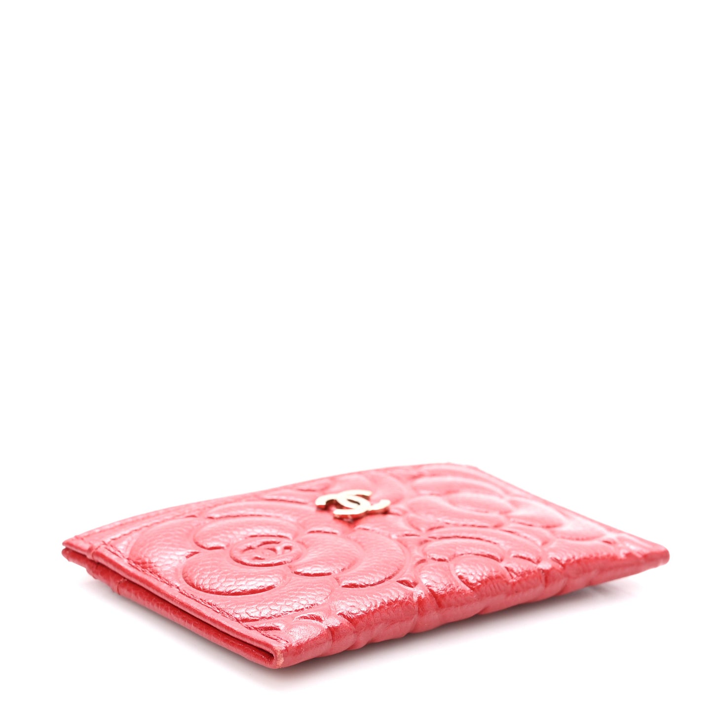 Caviar Camellia Embossed Card Holder Red