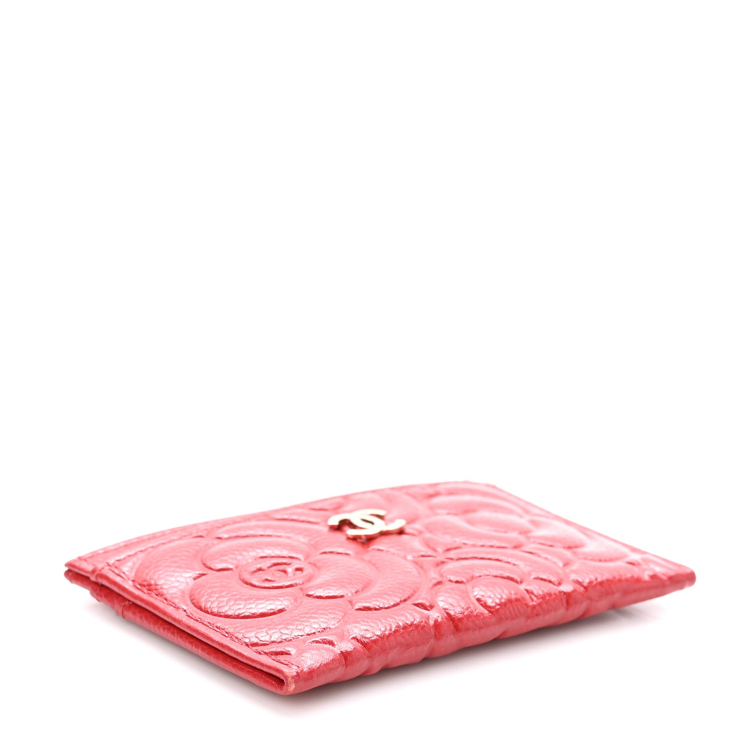 Chanel Caviar Camellia Embossed Card Holder Red 4 of 12