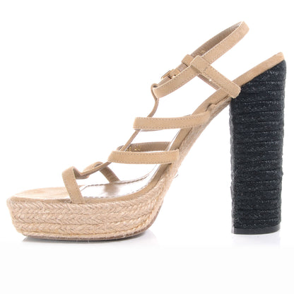 Saint Laurent Gipsy 105 Platform Cage Espadrille Sandals 10 1 of 12