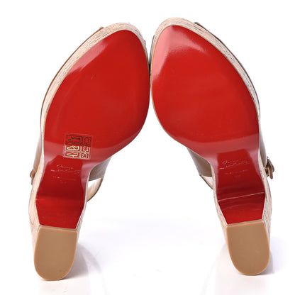 Christian Louboutin Calfskin Cork Dona Anna 120 Wedges 37 Caramel Natural 5 of 9