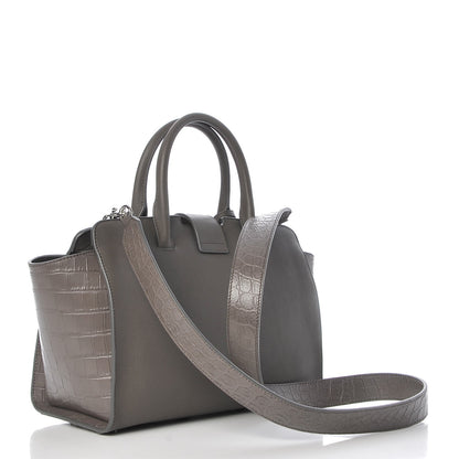 Saint Laurent Smooth Calfskin Crocodile Embossed Baby Monogram Downtown Cabas Earth 3 of 7
