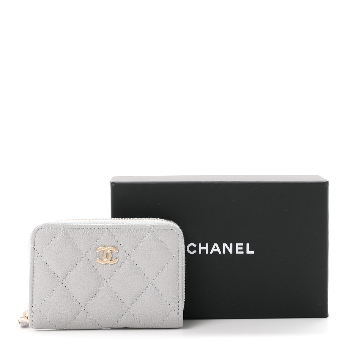 Chanel Caviar Quilted Zip Coin Purse Grey 8 of 8