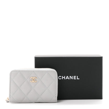 Chanel Caviar Quilted Zip Coin Purse Grey 8 of 8