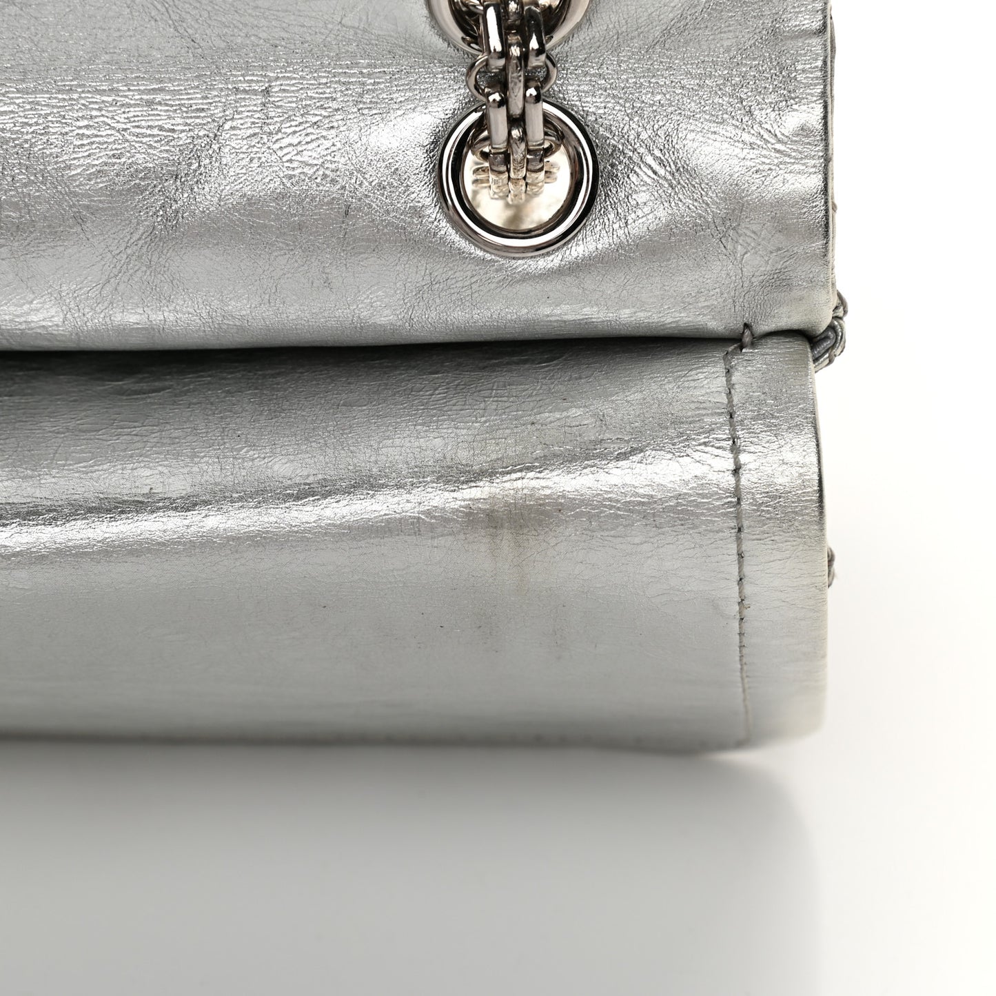 Metallic Aged Calfskin Quilted 2.55 Reissue 227 Flap Silver