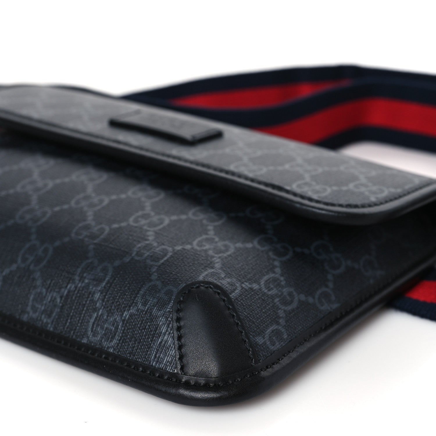 Gucci GG Supreme Monogram Web Slim Belt Bag Black Grey 9 of 9