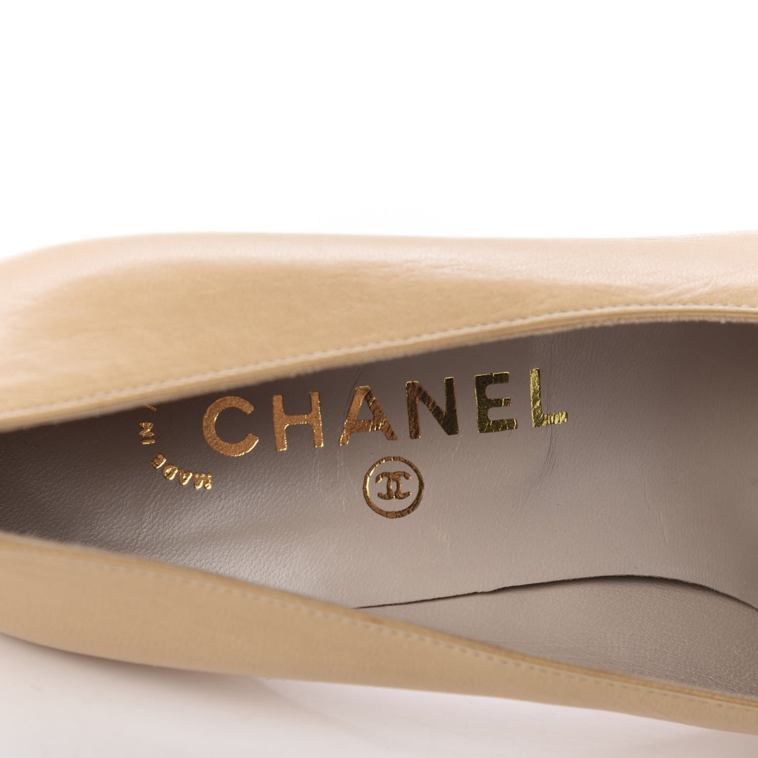 Chanel Lambskin Cap Toe Pumps 38.5 Beige Black 7 of 10