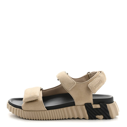 Hermes Suede Goatskin Junior Sandals 37.5 Beige Camel 1 of 10