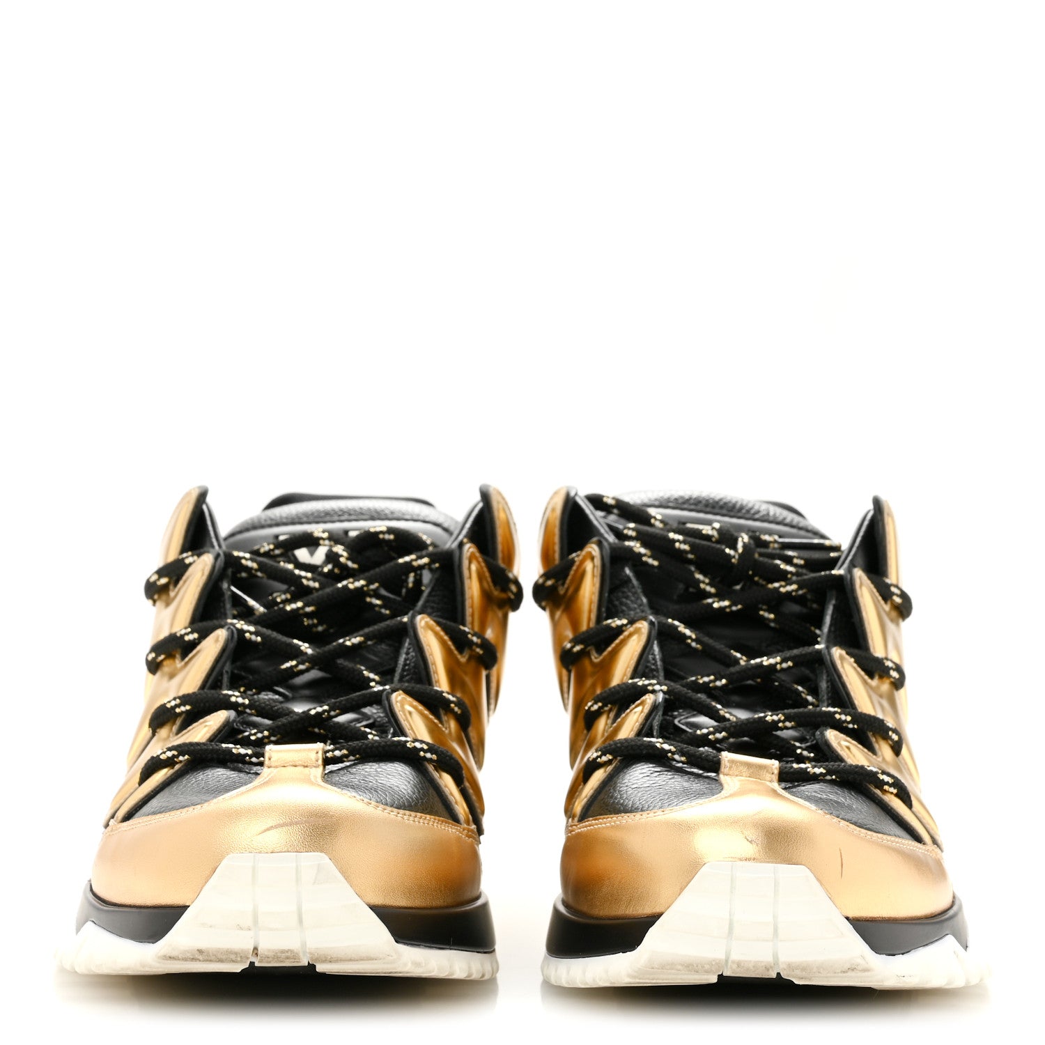 Louis Vuitton Calfskin Mens Zig Zag Sneakers 8 Black Gold 3 of 9