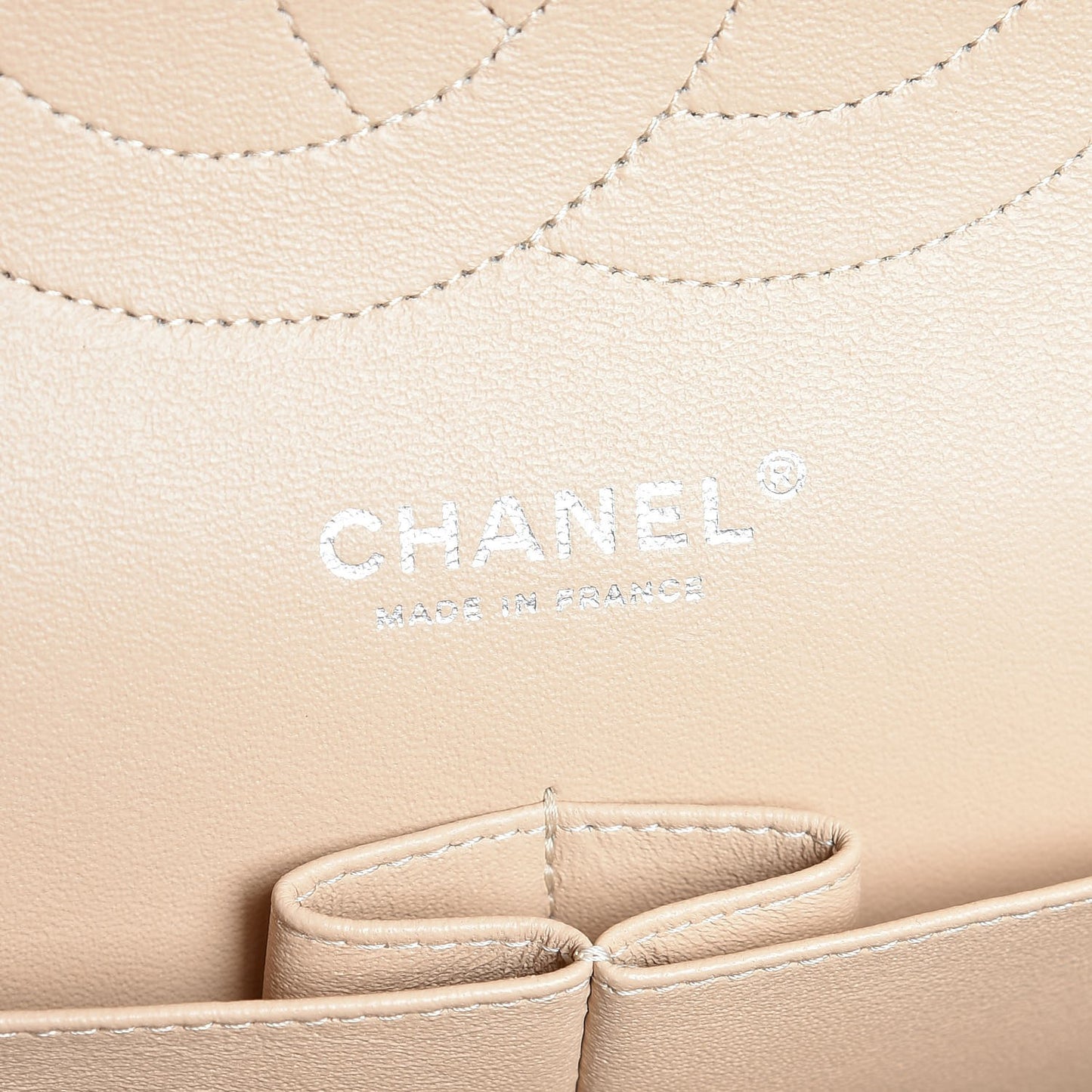Caviar Quilted Jumbo Double Flap Light Beige