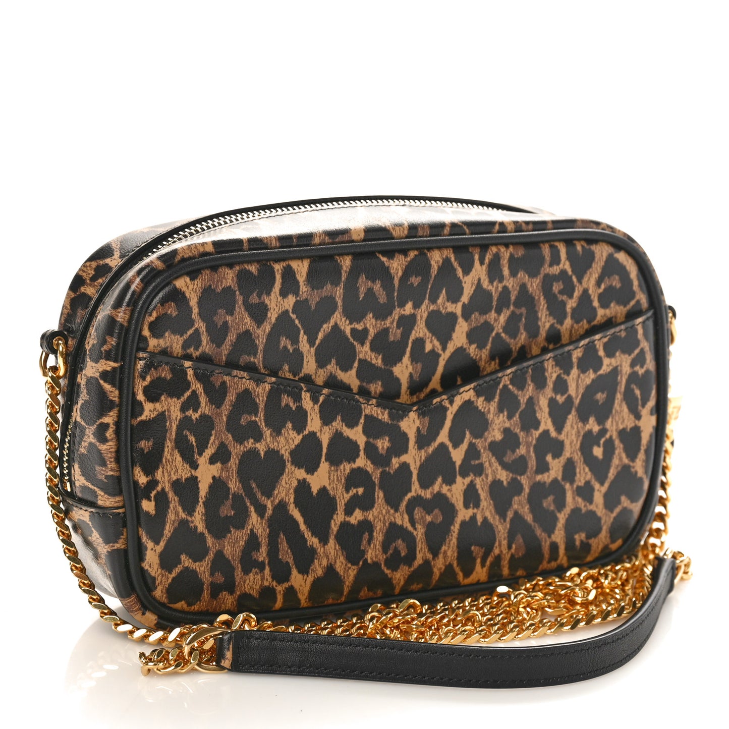 Calfskin Heart Leopard Print Monogram Mini Lou Camera Bag Toffee