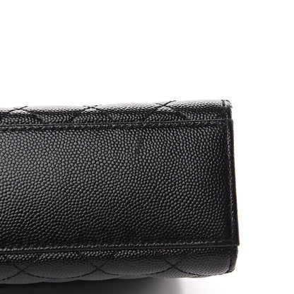 Saint Laurent Grain De Poudre Textured Mixed Matelasse Large Triquilt Monogram Monochrome Satchel Black 9 of 13