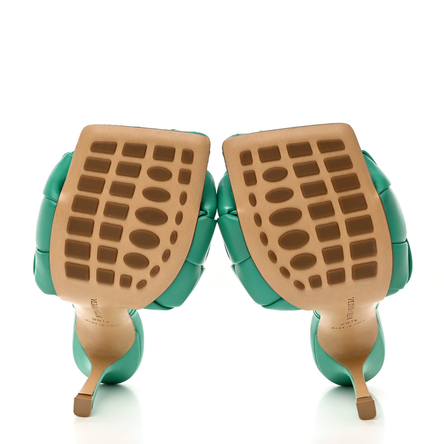 Nappa Maxi Intrecciato Lido Mule Sandals 36.5 Acid Turquoise