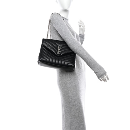 Saint Laurent Calfskin Y Quilted Monogram Medium Loulou Chain Satchel Black 2 of 14