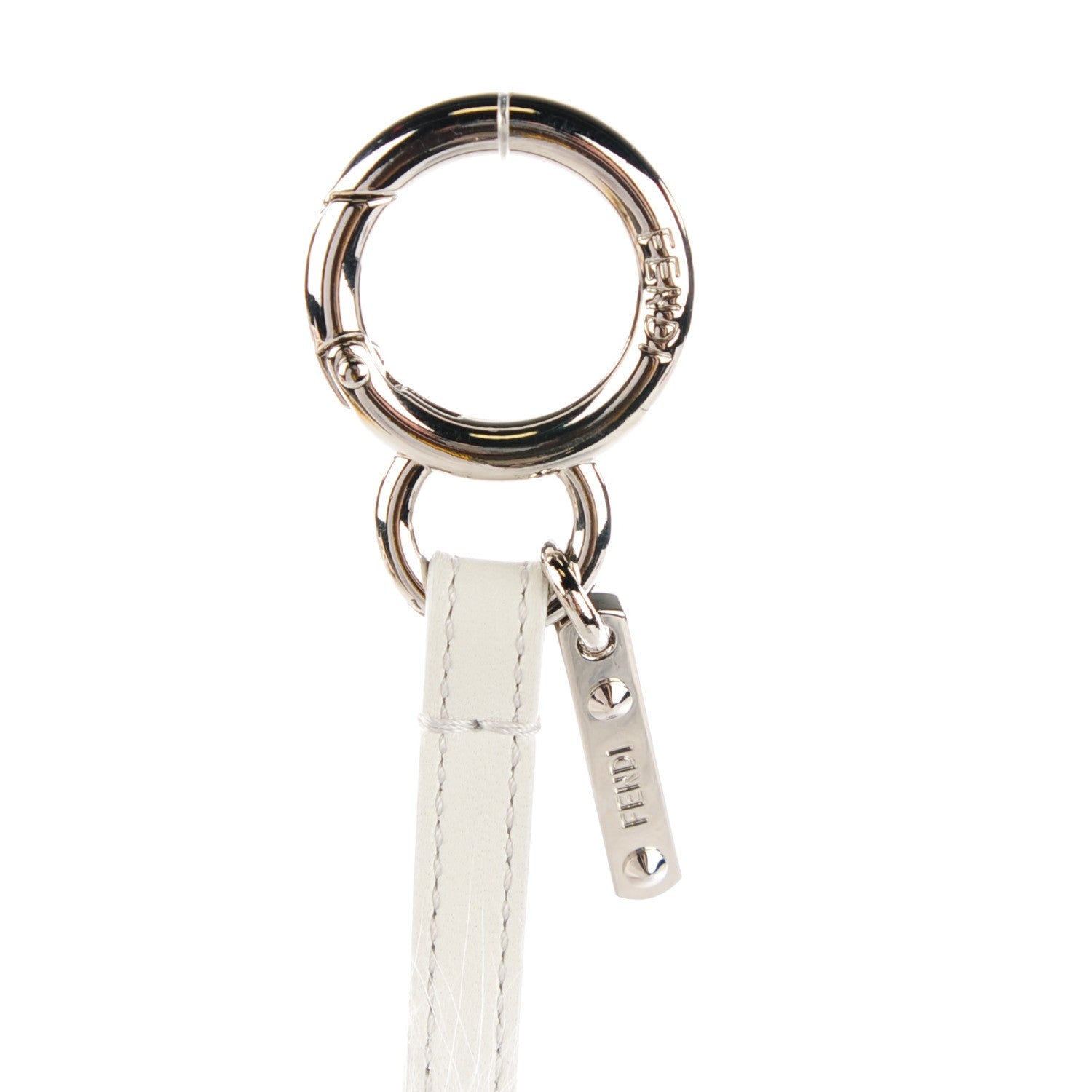 Fendi Fox Fur Shiny Nappa Bi-Color J ABCharm Bag Charm White Blue 4 of 5