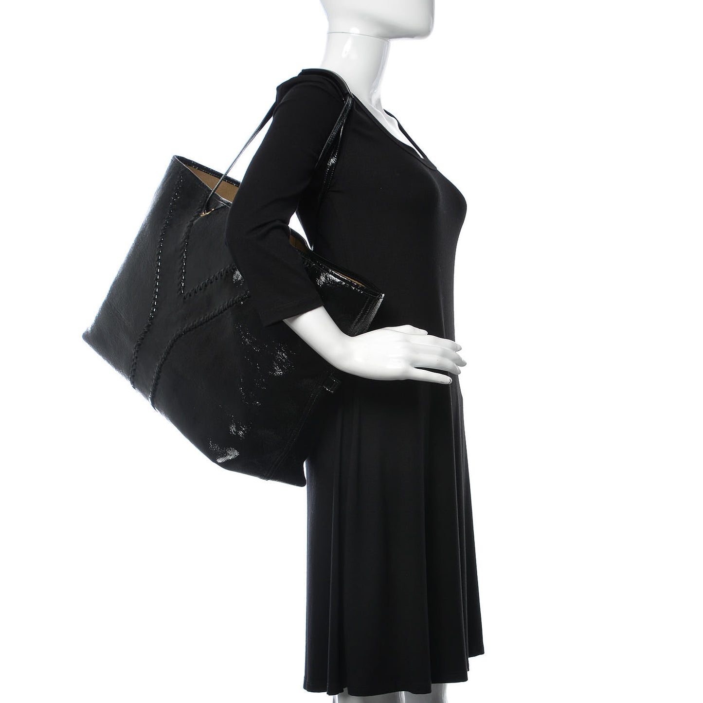 Patent Large Neo Double Reversible Tote Black