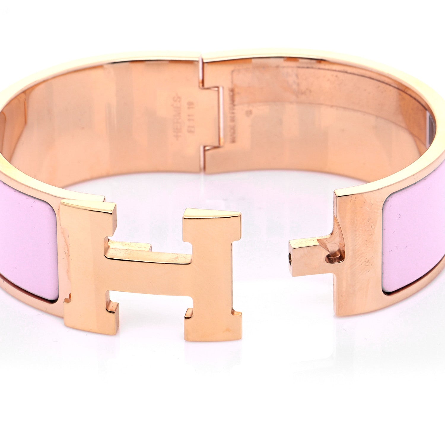 Hermes Enamel Wide Clic Clac H Bracelet PM Rose Dragee 4 of 8