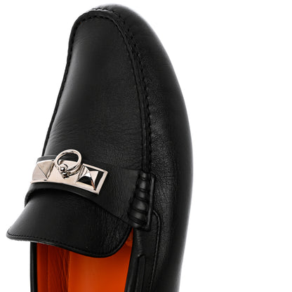 Hermes Supple Calfskin Mens Irving Driving Moccasin Loafers 42 Black 9 of 11