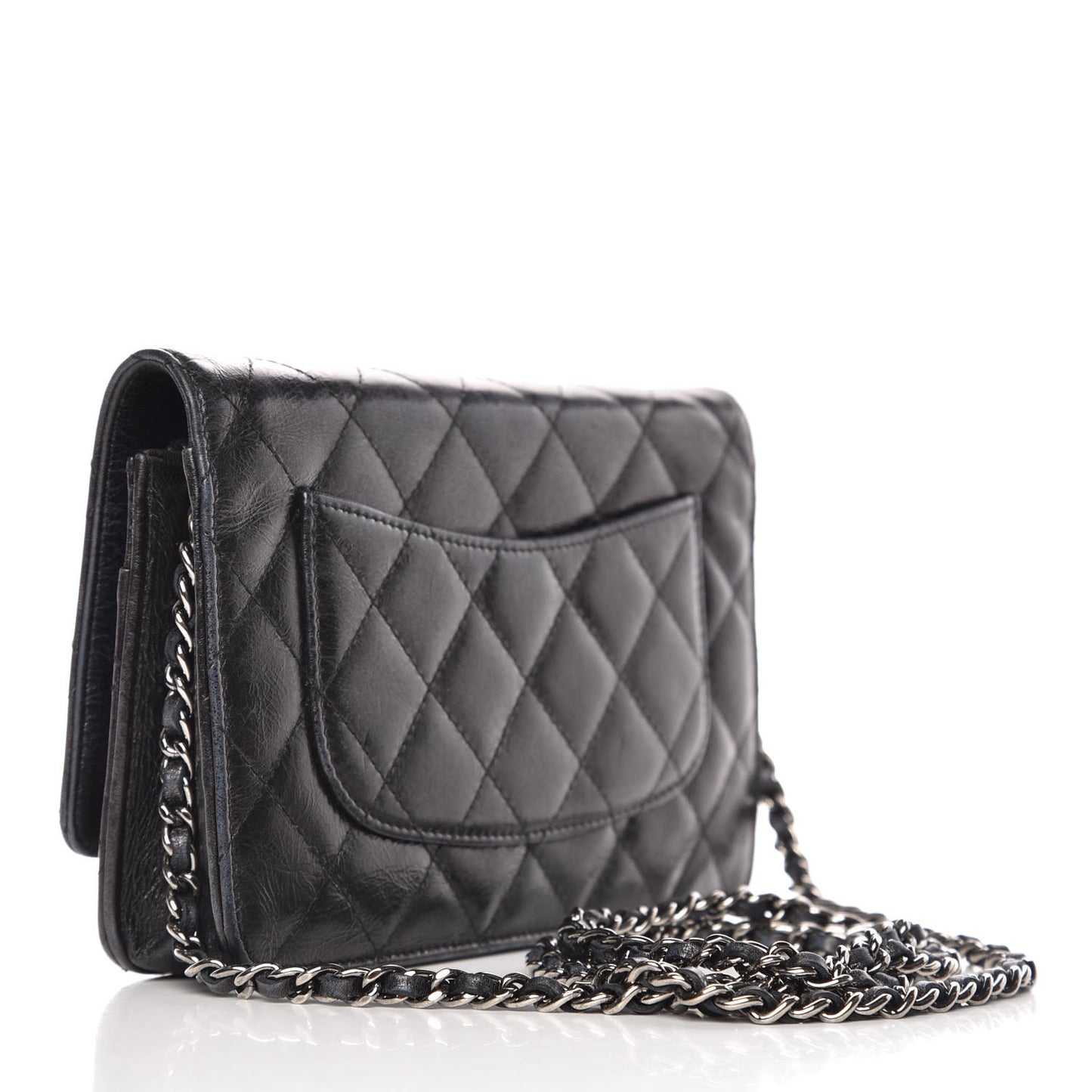 Glazed Aged Calfskin Reissue Wallet On Chain WOC Grey