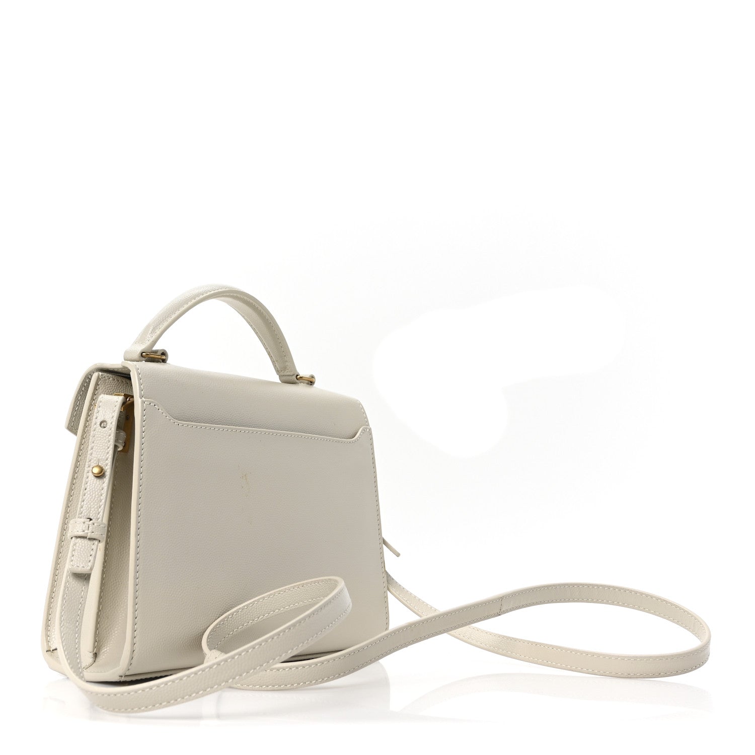 Saint Laurent Grain de Poudre Mini Classic Monogram Cassandra Top Handle Vintage White 3 of 11