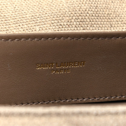 Saint Laurent Linen Y Quilted Monogram Small Loulou Chain Satchel Natural Taupe 5 of 9