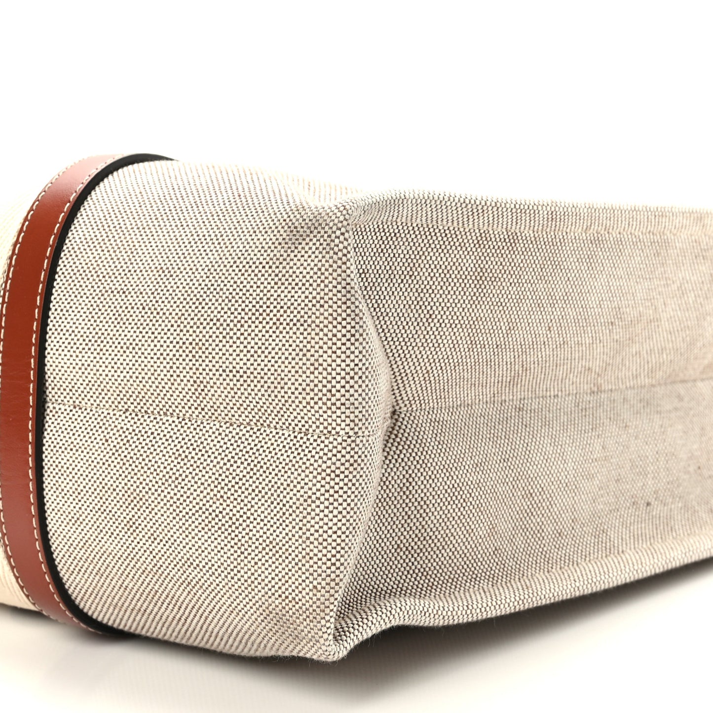 Cotton Calfskin Large Woody Ribbon Tote White Brown