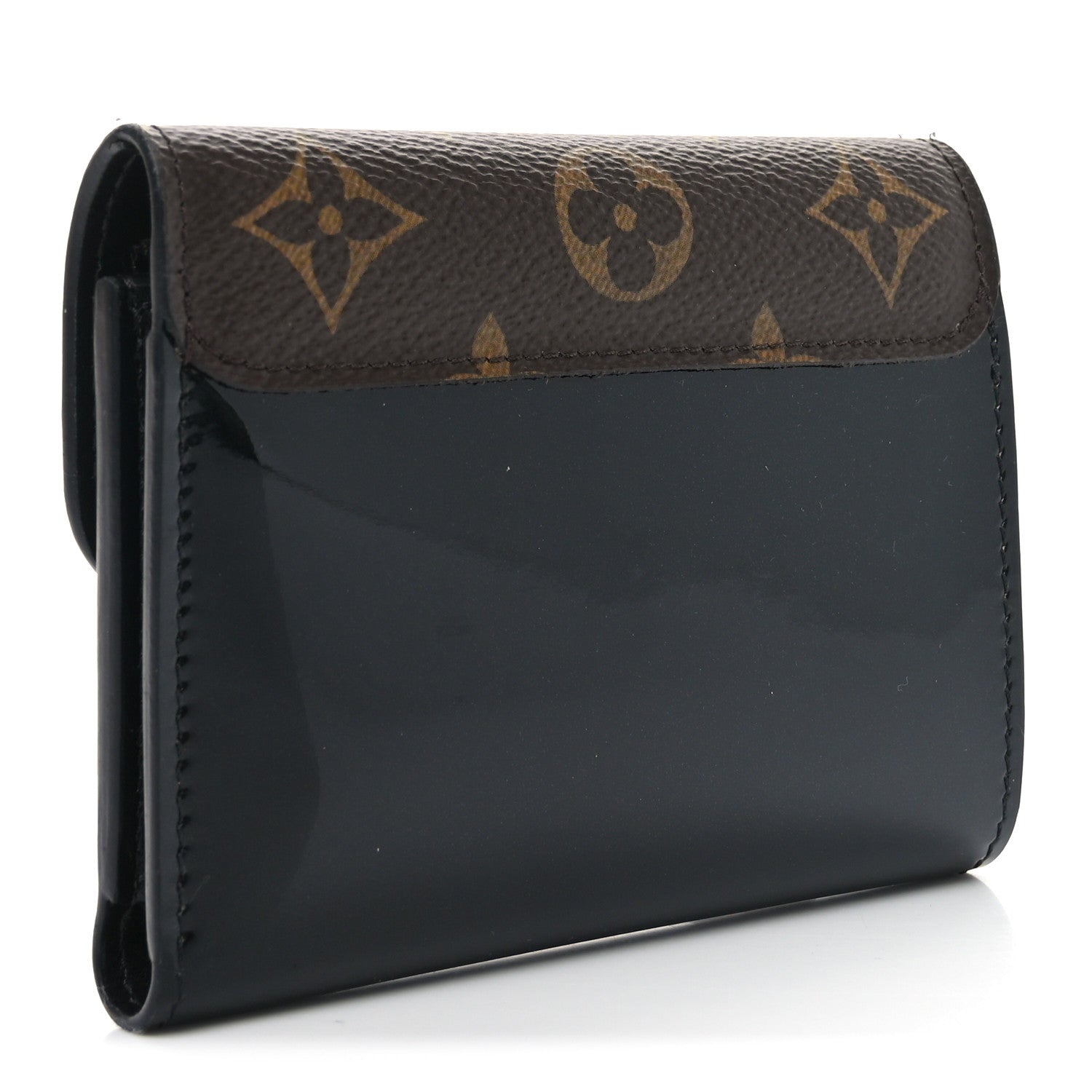Louis Vuitton Patent Calfskin Monogram Cherrywood Compact Wallet Black 3 of 6