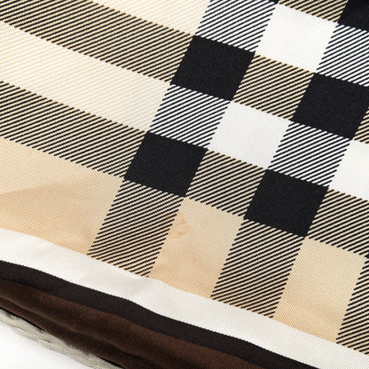 Burberry Silk Haymarket Check Square Scarf Brown Beige 5 of 5