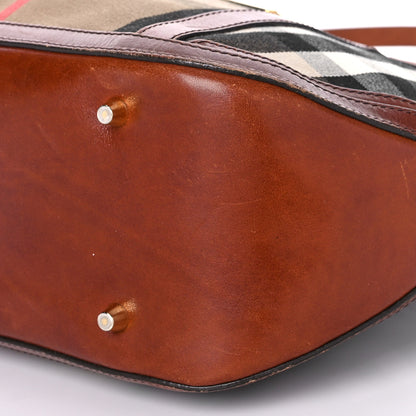Burberry Bridle Calfskin House Check Small Orchard Bowling Bag Dark Tan 8 of 15