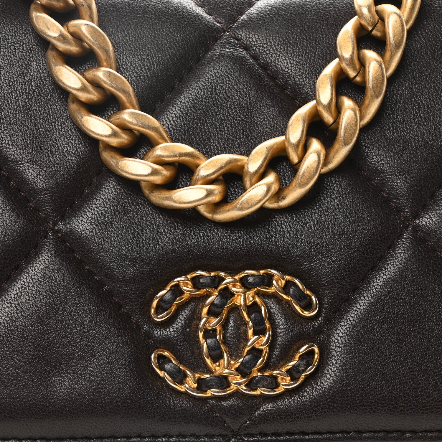 Chanel Lambskin Quilted Chanel 19 Wallet On Chain WOC Dark Brown 8 of 10