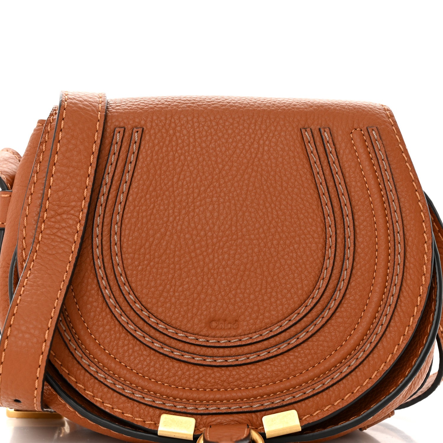 Chloe Calfskin Mini Marcie Round Crossbody Bag Tan 7 of 10