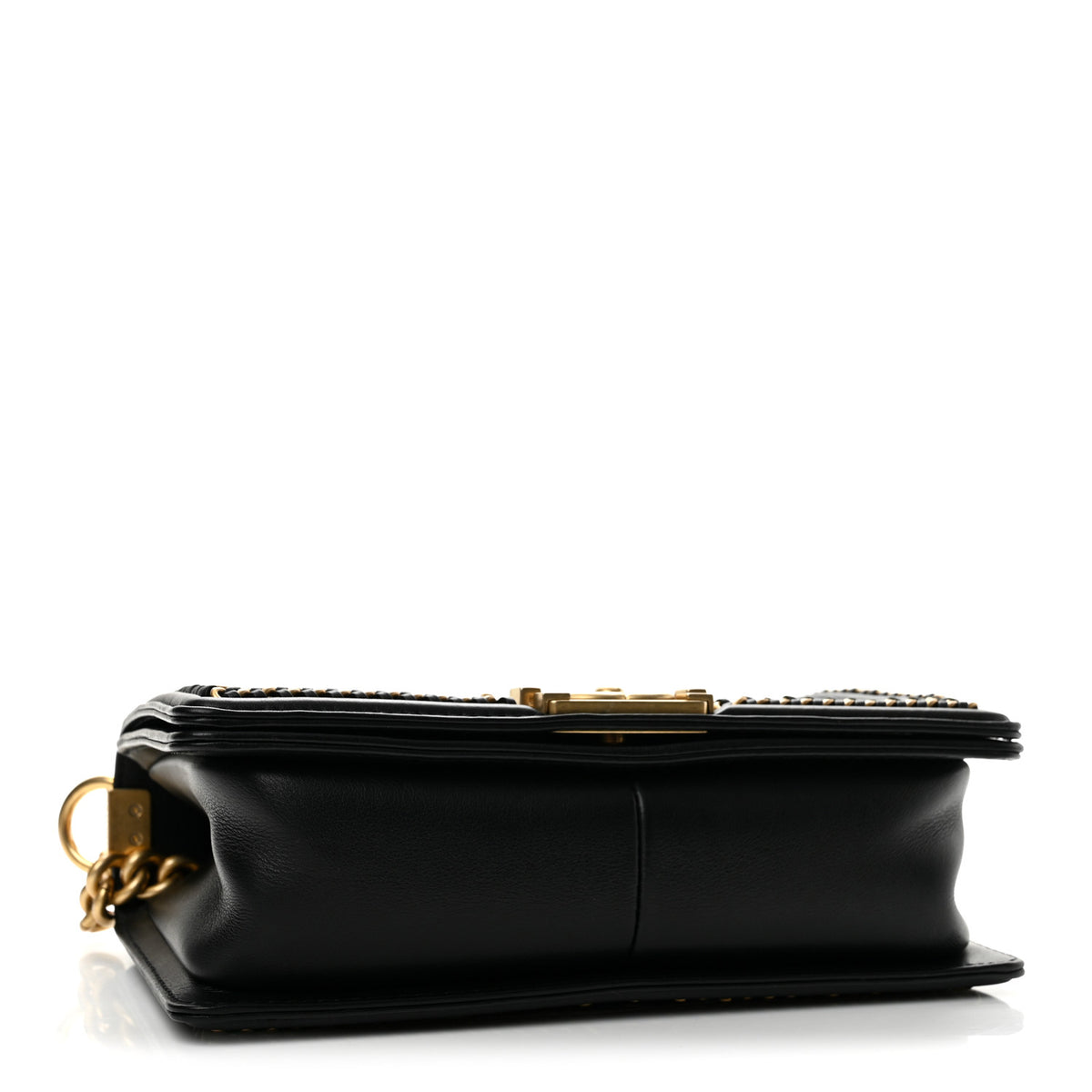 Lambskin Quilted Medium Top Handle Boy Flap Black