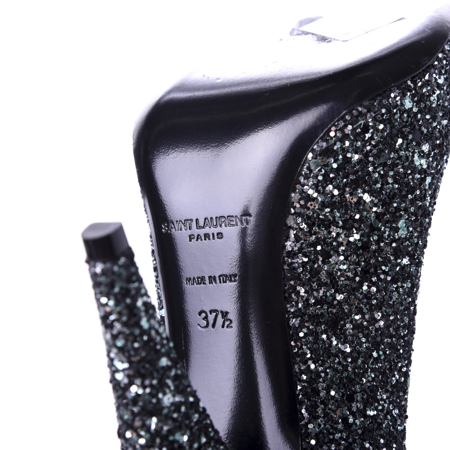 Saint Laurent Calfskin Glitter Era Pump 37.5 Black 8 of 10