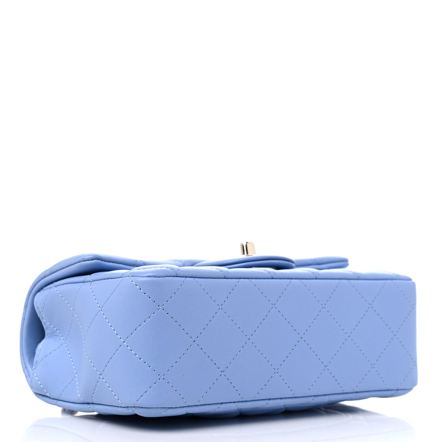 Lambskin Quilted Mini Rectangular Flap Light Blue