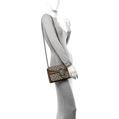 Gucci GG Supreme Monogram Suede Crystal Small Dionysus Shoulder Bag Beige Ebony Taupe 3 of 10