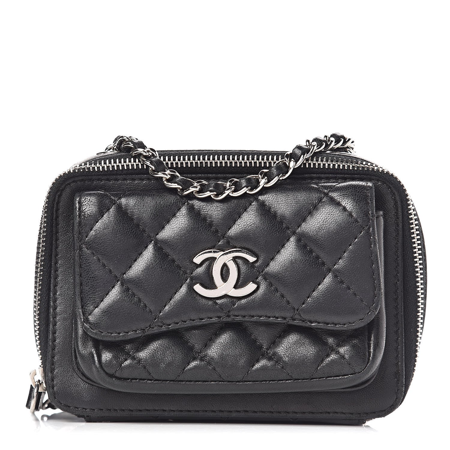 Chanel Lambskin Quilted Small Pocket Box Camera Case Black 1 of 11