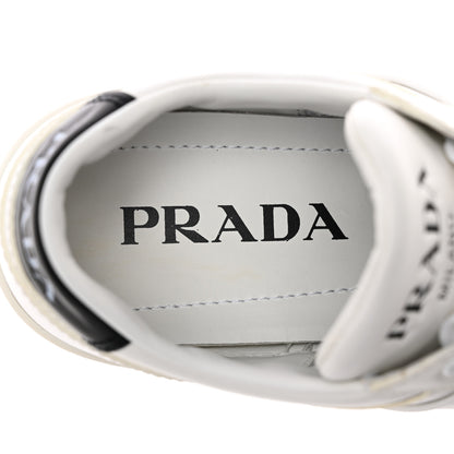 Prada Vitello Rois Triangle Womens Downtown Low Top 30mm Sneakers 36.5 White Black 8 of 14