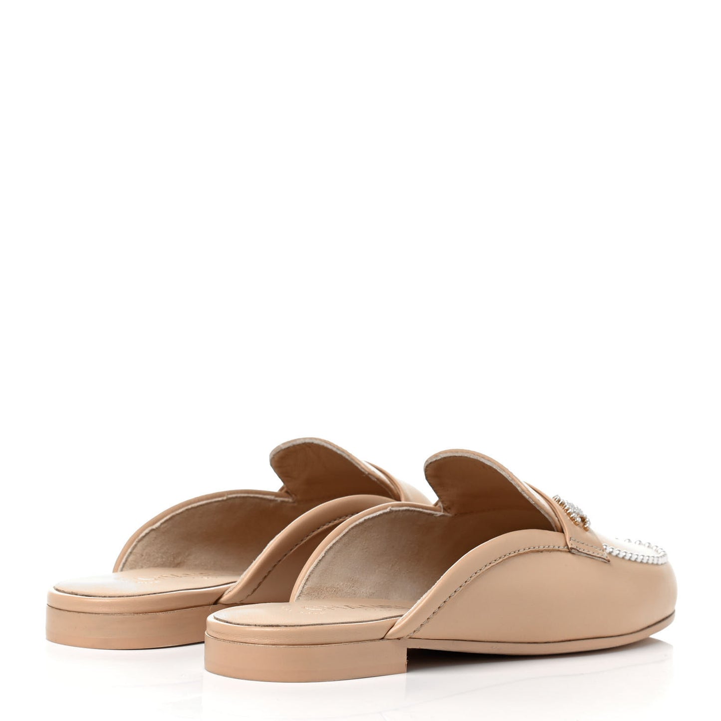 Lambskin Pearl CC Mules 37.5 Beige
