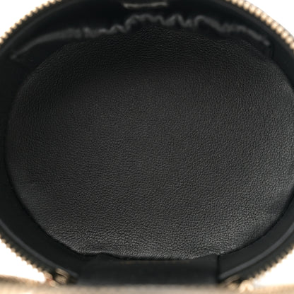 Chanel Lambskin Pearl Crystal Quilted Pearly Girl Top Handle Round Vanity Case With Chain Black 5 of 11