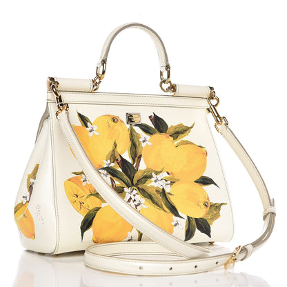 Dolce & Gabbana Dauphine Lemon Print Medium Miss Sicily Satchel White 3 of 12