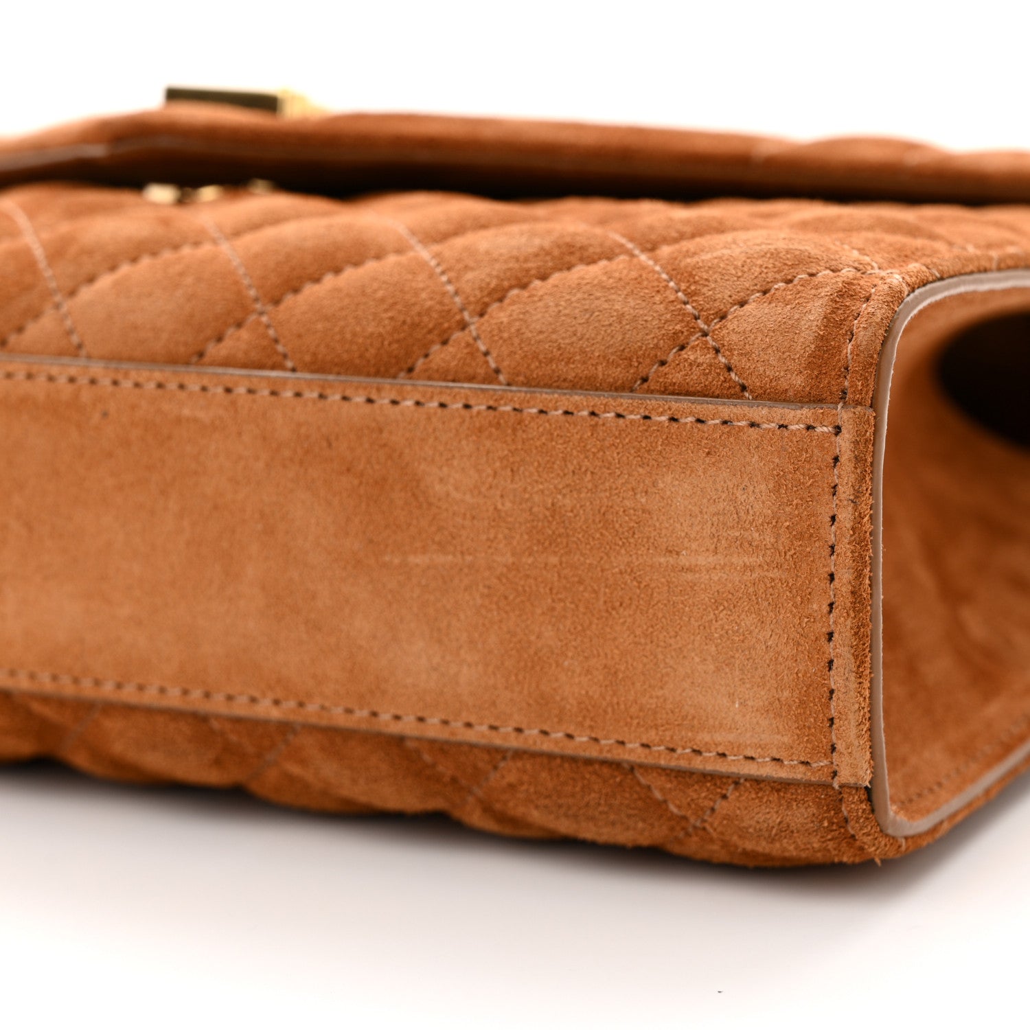 Saint Laurent Suede Mixed Matelasse Triquilt Medium Monogram Envelope Satchel Tan 10 of 12