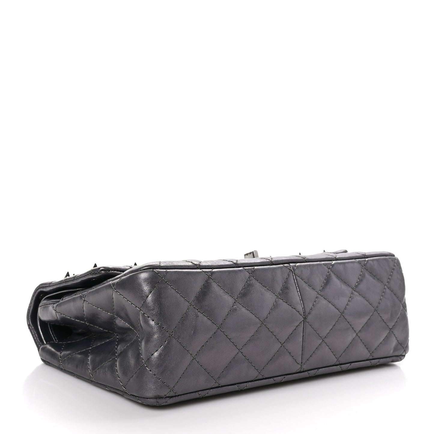 Metallic Aged Calfskin Quilted Studded 2.55 Reissue 226 Flap Dark Silver
