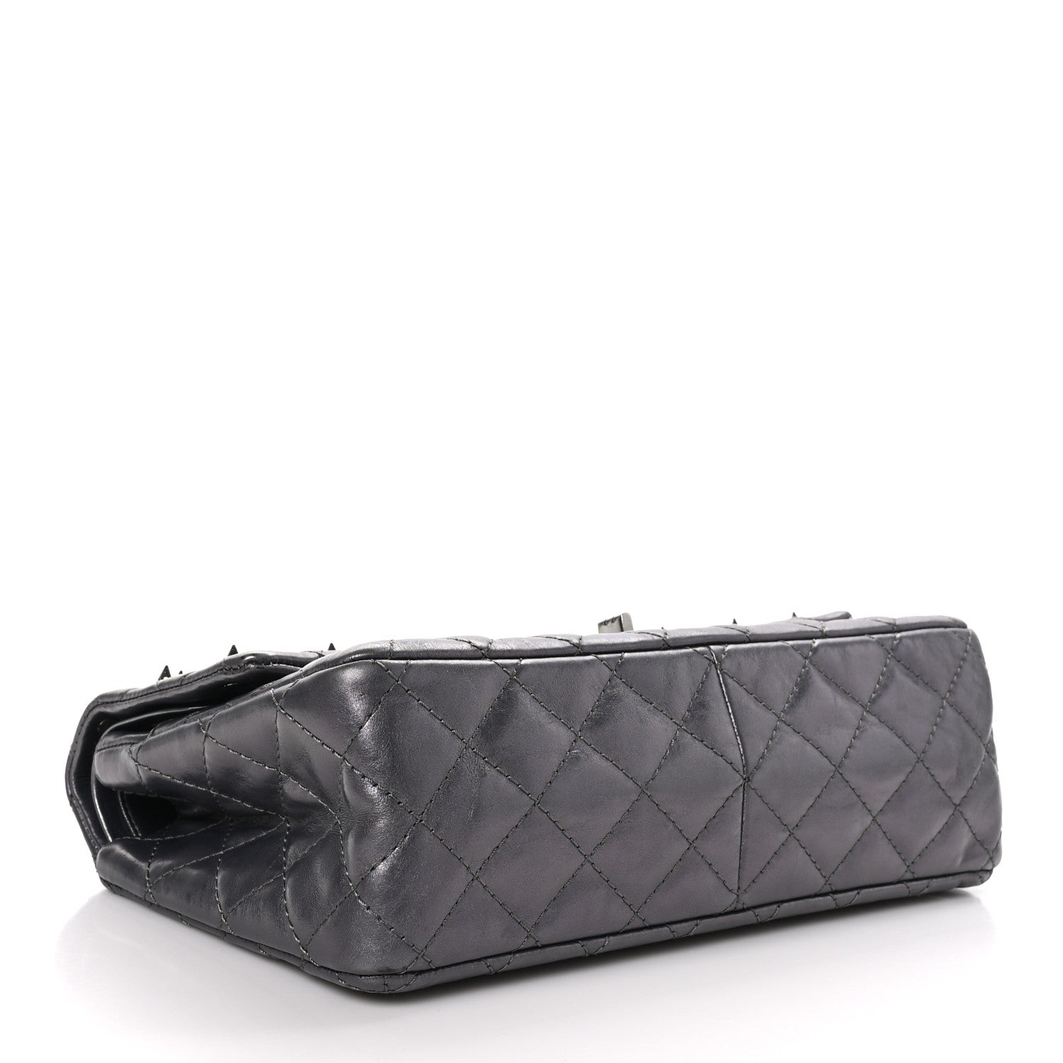 Chanel Metallic Aged Calfskin Quilted Studded 2.55 Reissue 226 Flap Dark Silver 4 of 9