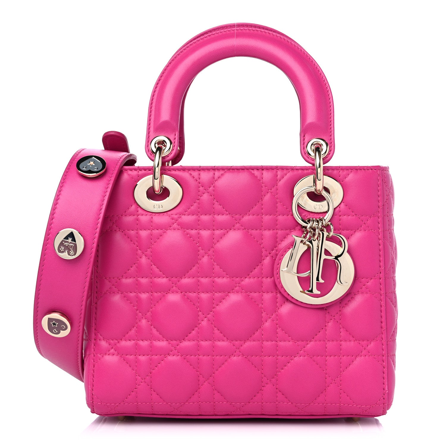 Christian Dior Lambskin Cannage Small Lucky Badges My Lady Dior Magenta 1 of 9